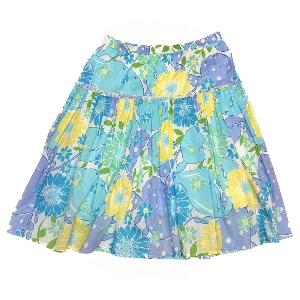 EUC Vintage Lilly Pulitzer Floral Elastic Waist Pull On Skirt size S